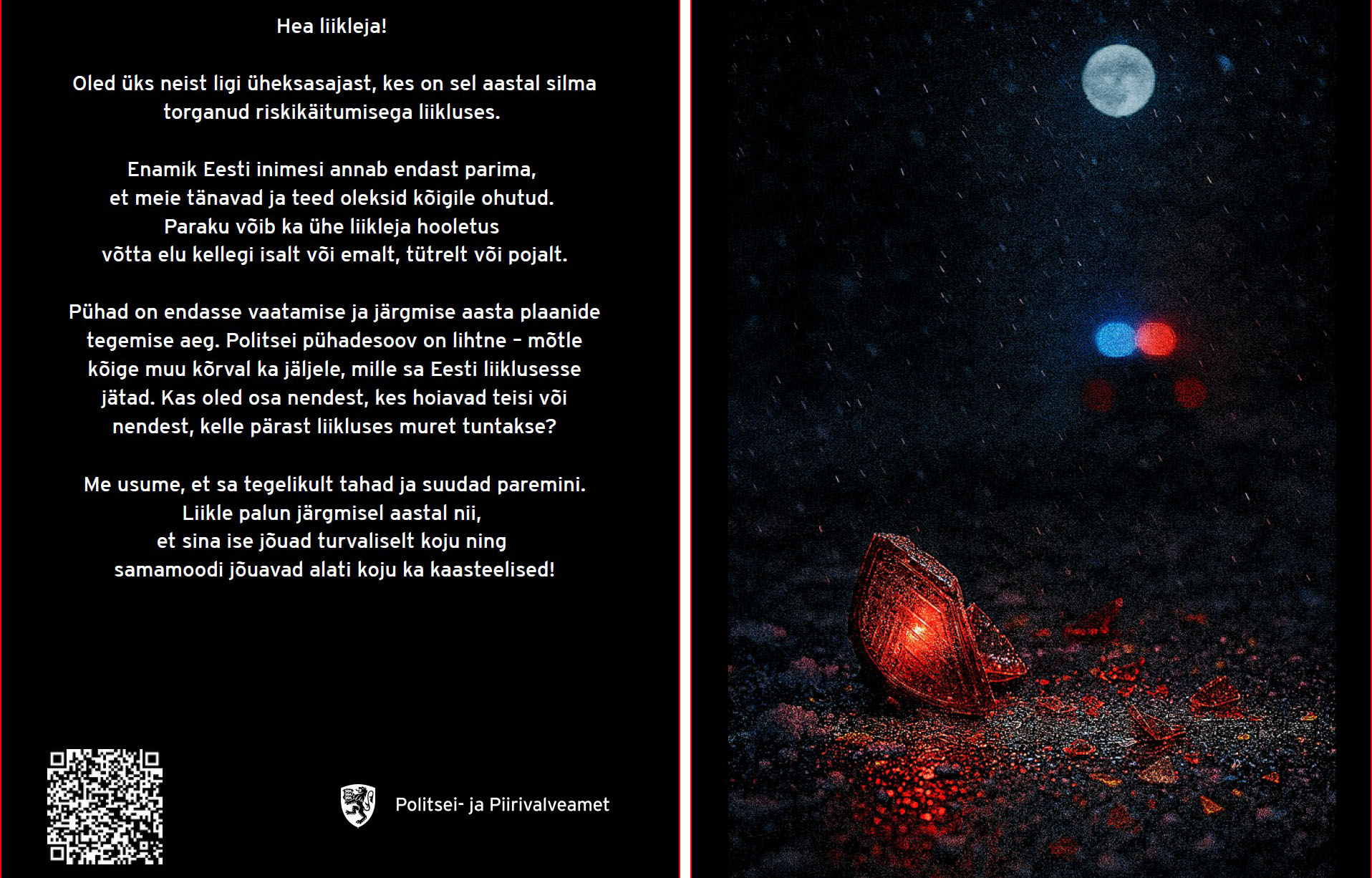 Politsei saadab taas liiklushuligaanidele mustad jõulukaardid